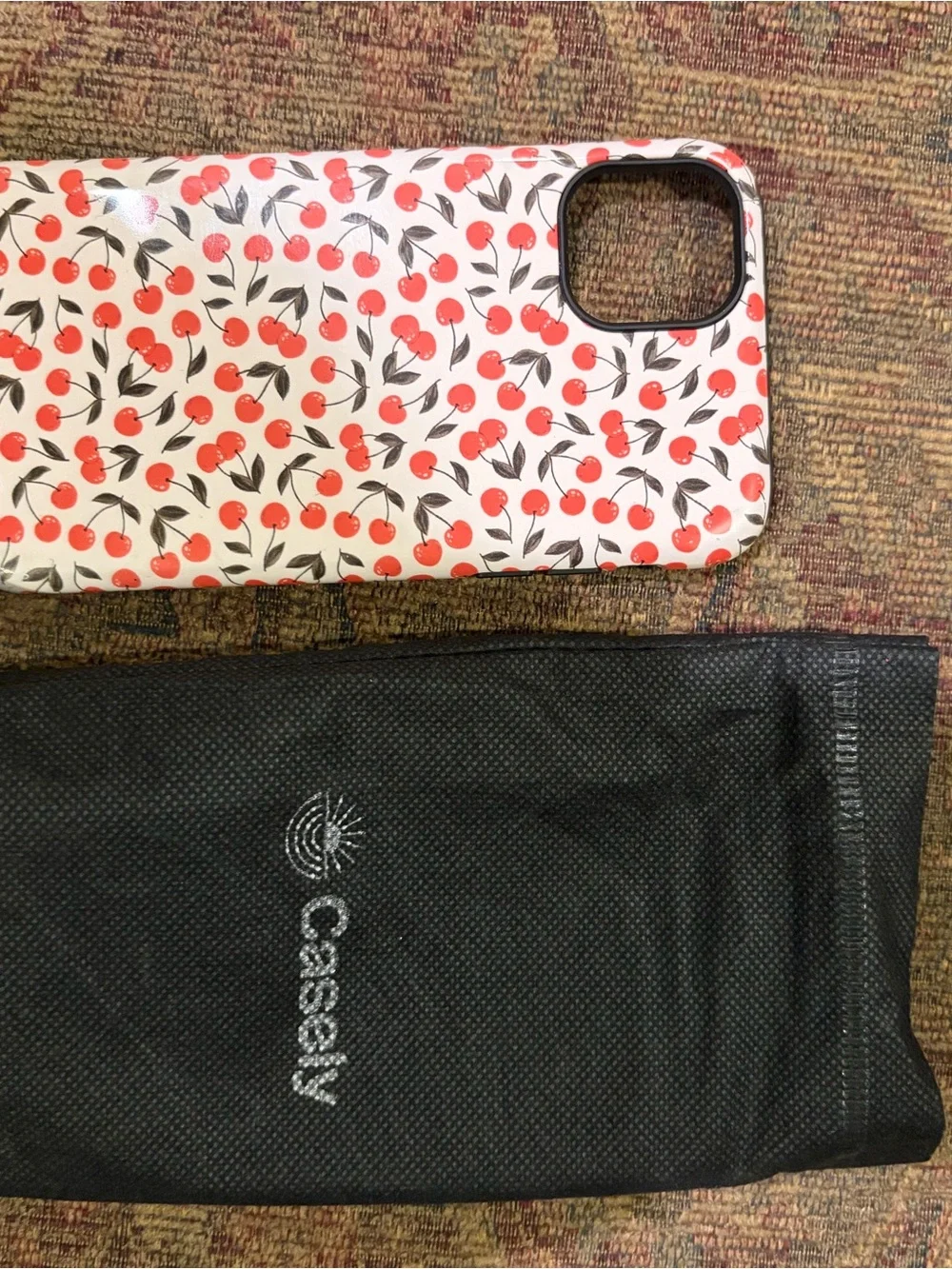 Casetify White Cherry Print Phone Case with Red Cherries